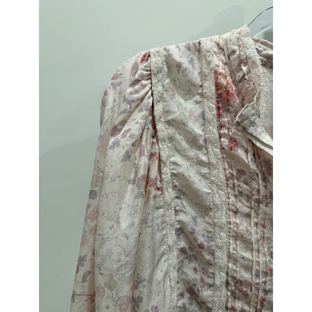 LoveShackFancy - Pink Floral Print Blouse - Womens Small - Picture 6 of 11